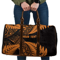 New Zealand Rugby Pacific Personalised Travel Bag All Gold Maori Pasifika Fern Pattern - Polynesian Pride