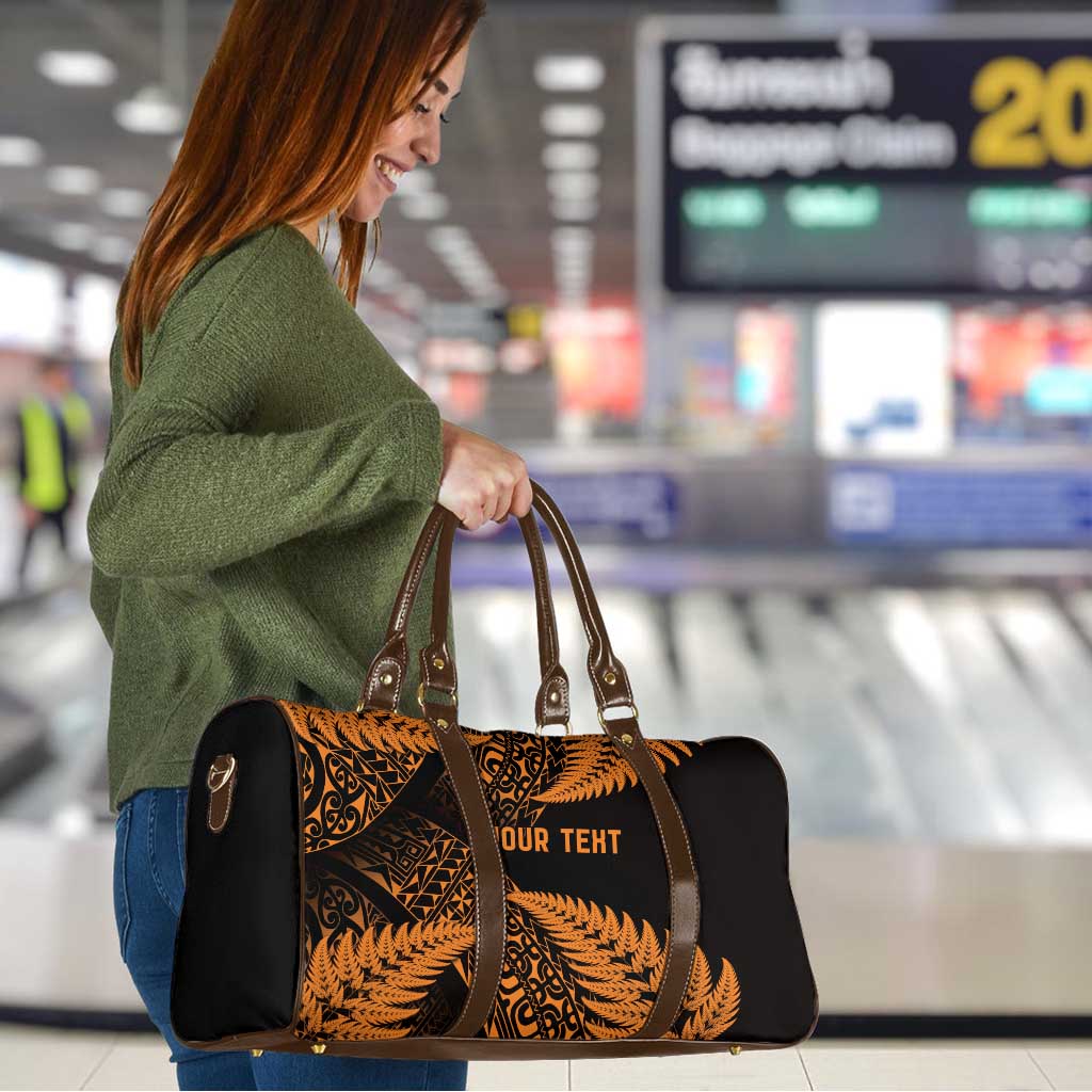 New Zealand Rugby Pacific Personalised Travel Bag All Gold Maori Pasifika Fern Pattern - Polynesian Pride