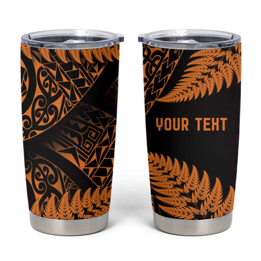 New Zealand Rugby Pacific Personalised Tumbler Cup All Gold Maori Pasifika Fern Pattern