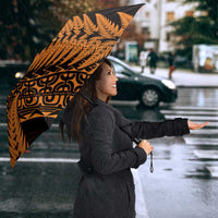 New Zealand Rugby Pacific Personalised Umbrella All Gold Maori Pasifika Fern Pattern - Polynesian Pride