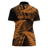 New Zealand Rugby Pacific Personalised Women Polo Shirt All Gold Maori Pasifika Fern Pattern
