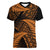 New Zealand Rugby Pacific Personalised Women V-Neck T-Shirt All Gold Maori Pasifika Fern Pattern