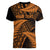 New Zealand Rugby Pacific Personalised Women V-Neck T-Shirt All Gold Maori Pasifika Fern Pattern
