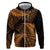 New Zealand Rugby Pacific Personalised Zip Hoodie All Gold Maori Pasifika Fern Pattern