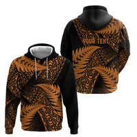 New Zealand Rugby Pacific Personalised Zip Hoodie All Gold Maori Pasifika Fern Pattern