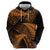 New Zealand Rugby Pacific Personalised Zip Hoodie All Gold Maori Pasifika Fern Pattern