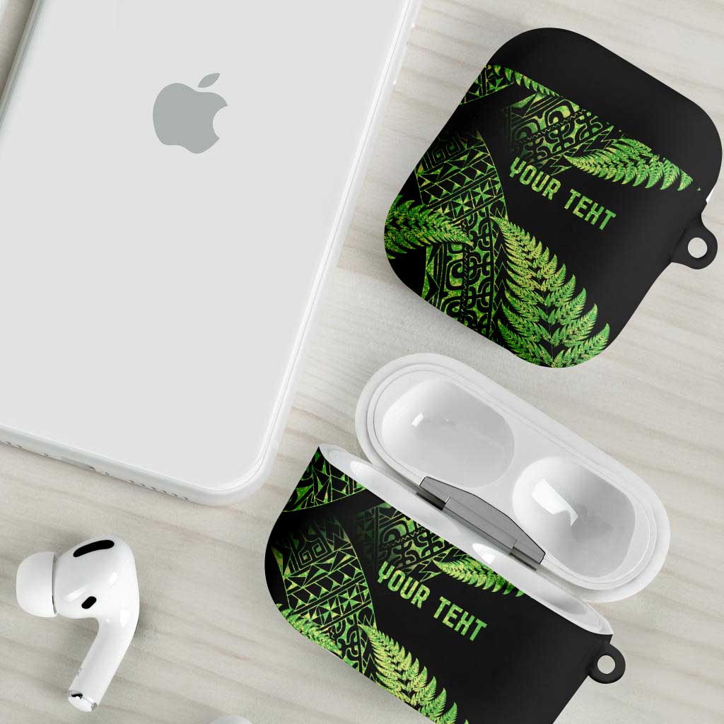 New Zealand Rugby Pacific Personalised AirPods Case All Lime Maori Pasifika Fern Pattern - Polynesian Pride
