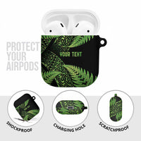 New Zealand Rugby Pacific Personalised AirPods Case All Lime Maori Pasifika Fern Pattern - Polynesian Pride