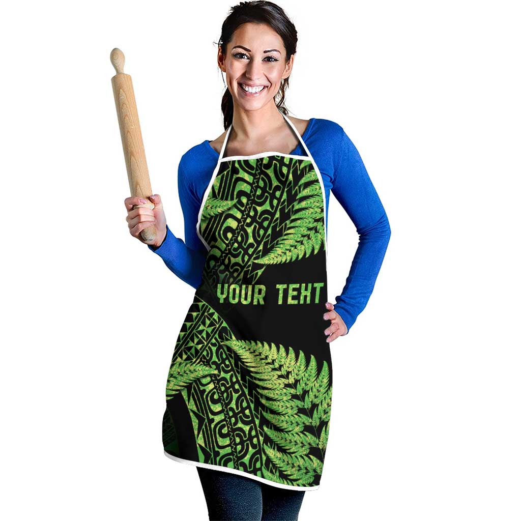 New Zealand Rugby Pacific Personalised Apron All Lime Maori Pasifika Fern Pattern - Polynesian Pride