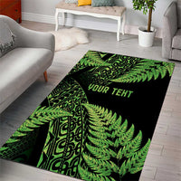 New Zealand Rugby Pacific Personalised Area Rug All Lime Maori Pasifika Fern Pattern