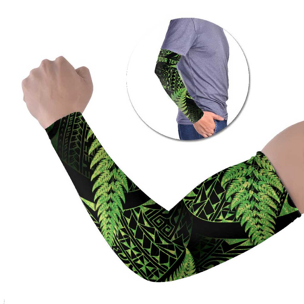 New Zealand Rugby Pacific Personalised Arm Sleeves All Lime Maori Pasifika Fern Pattern - Polynesian Pride