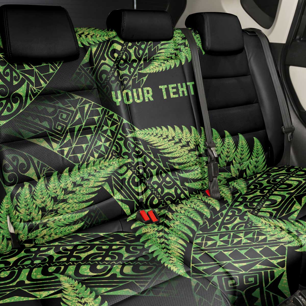 New Zealand Rugby Pacific Personalised Back Car Seat Cover All Lime Maori Pasifika Fern Pattern
