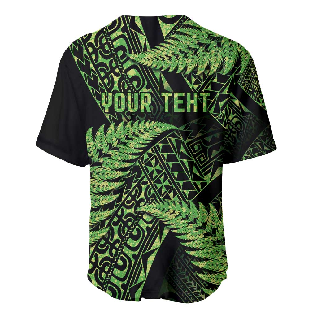 New Zealand Rugby Pacific Personalised Baseball Jersey All Lime Maori Pasifika Fern Pattern