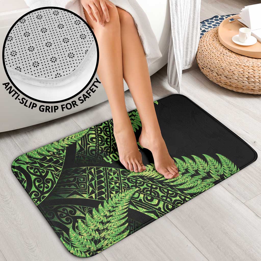 New Zealand Rugby Pacific Personalised Bathroom Set All Lime Maori Pasifika Fern Pattern - Polynesian Pride