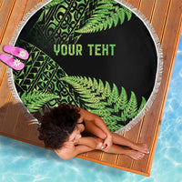 New Zealand Rugby Pacific Personalised Beach Blanket All Lime Maori Pasifika Fern Pattern