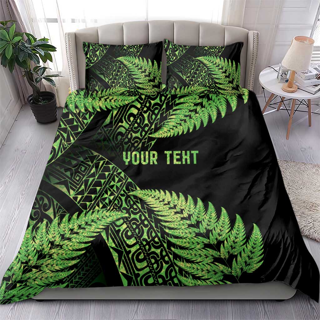 New Zealand Rugby Pacific Personalised Bedding Set All Lime Maori Pasifika Fern Pattern