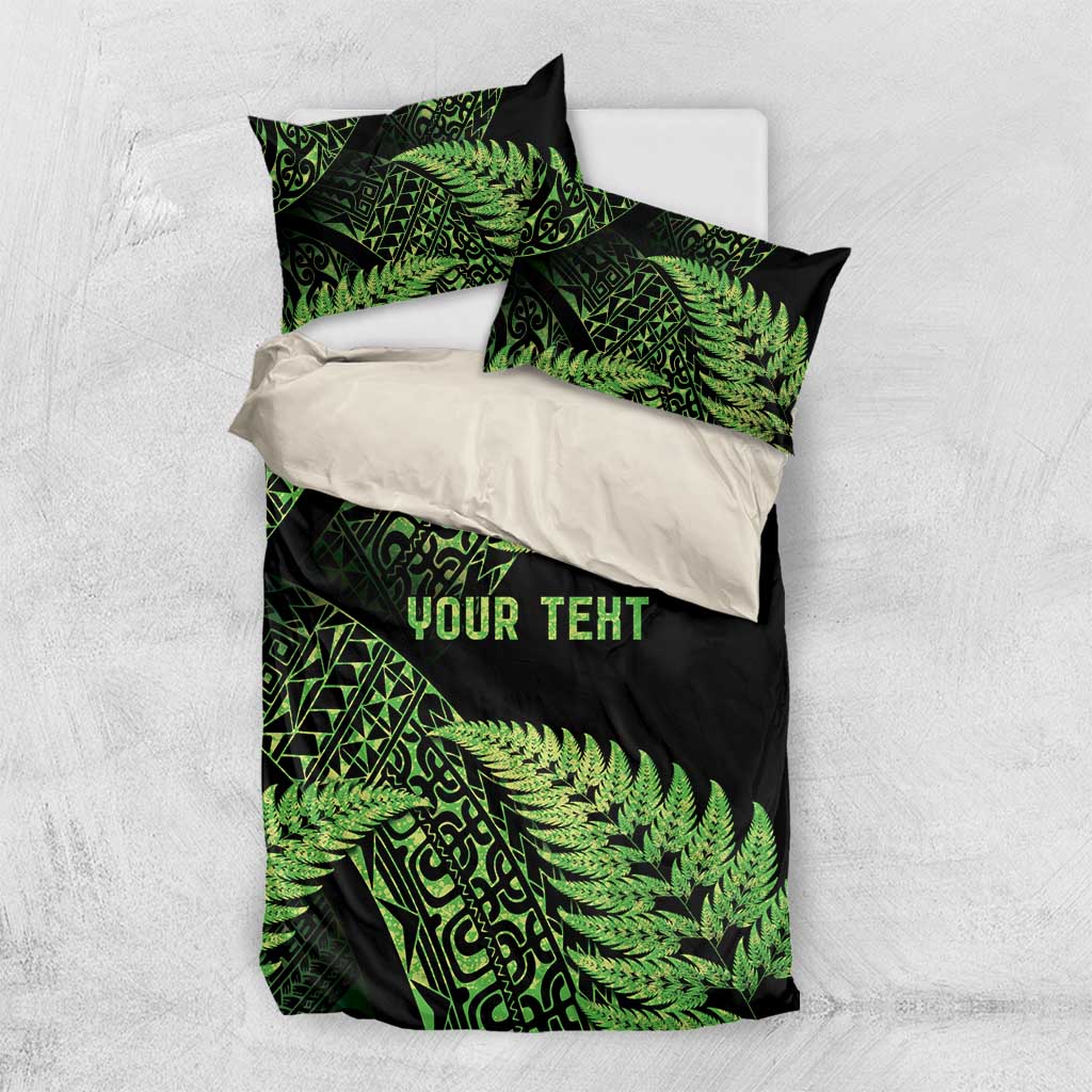 New Zealand Rugby Pacific Personalised Bedding Set All Lime Maori Pasifika Fern Pattern
