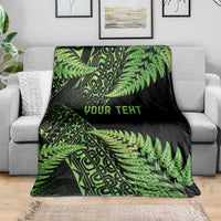New Zealand Rugby Pacific Personalised Blanket All Lime Maori Pasifika Fern Pattern