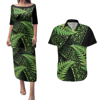 New Zealand Rugby Pacific Personalised Couples Matching Puletasi and Hawaiian Shirt All Lime Maori Pasifika Fern Pattern