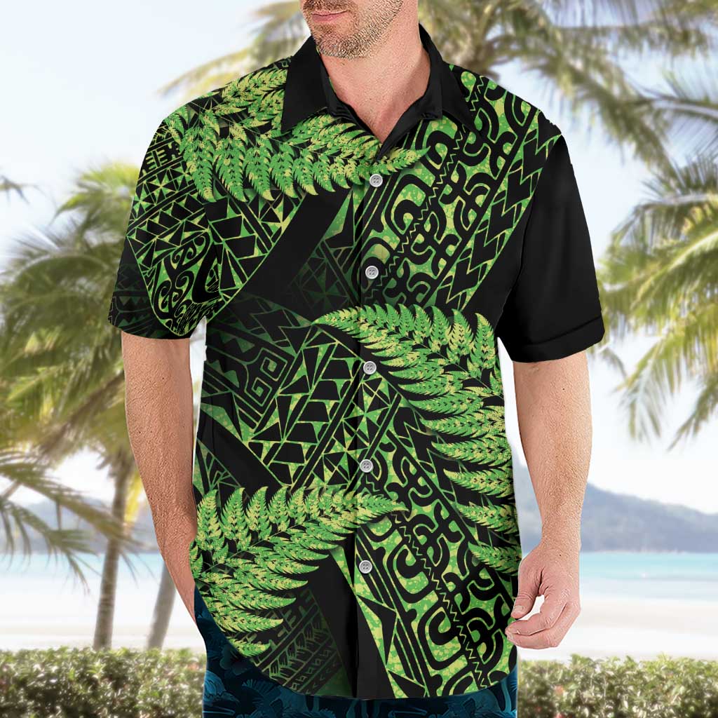 New Zealand Rugby Pacific Personalised Hawaiian Shirt All Lime Maori Pasifika Fern Pattern