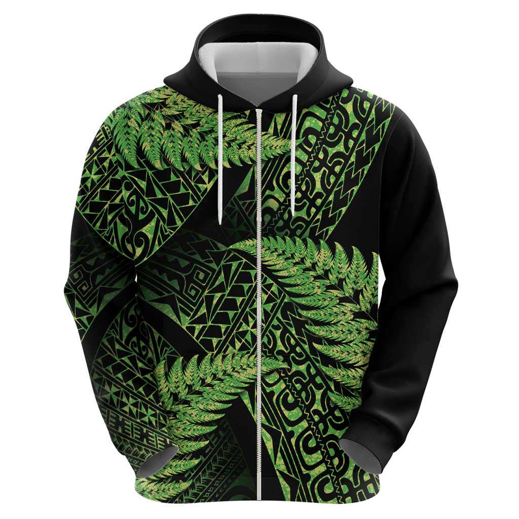New Zealand Rugby Pacific Personalised Hoodie All Lime Maori Pasifika Fern Pattern