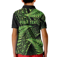 New Zealand Rugby Pacific Personalised Kid Polo Shirt All Lime Maori Pasifika Fern Pattern