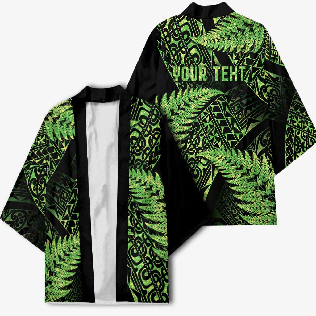 New Zealand Rugby Pacific Personalised Kimono All Lime Maori Pasifika Fern Pattern - Polynesian Pride