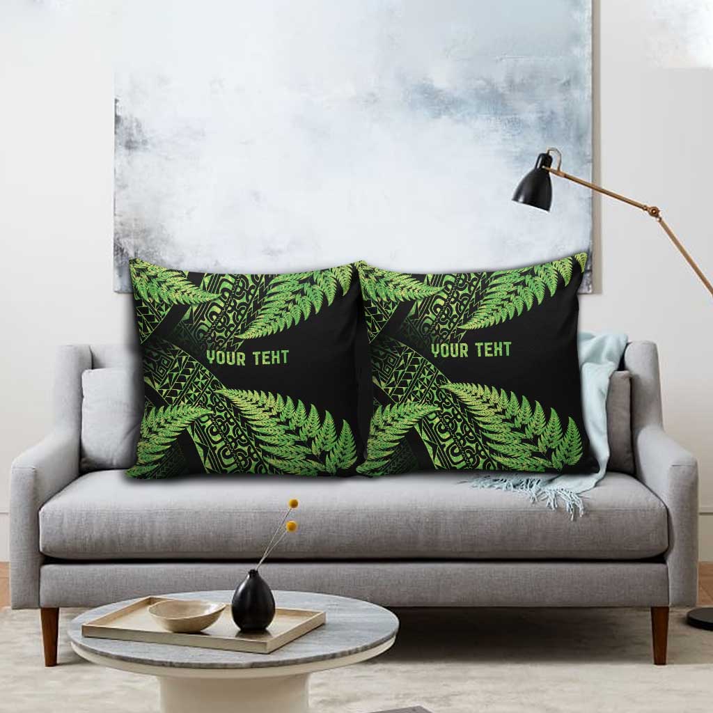 New Zealand Rugby Pacific Personalised Pillow Cover All Lime Maori Pasifika Fern Pattern - Polynesian Pride