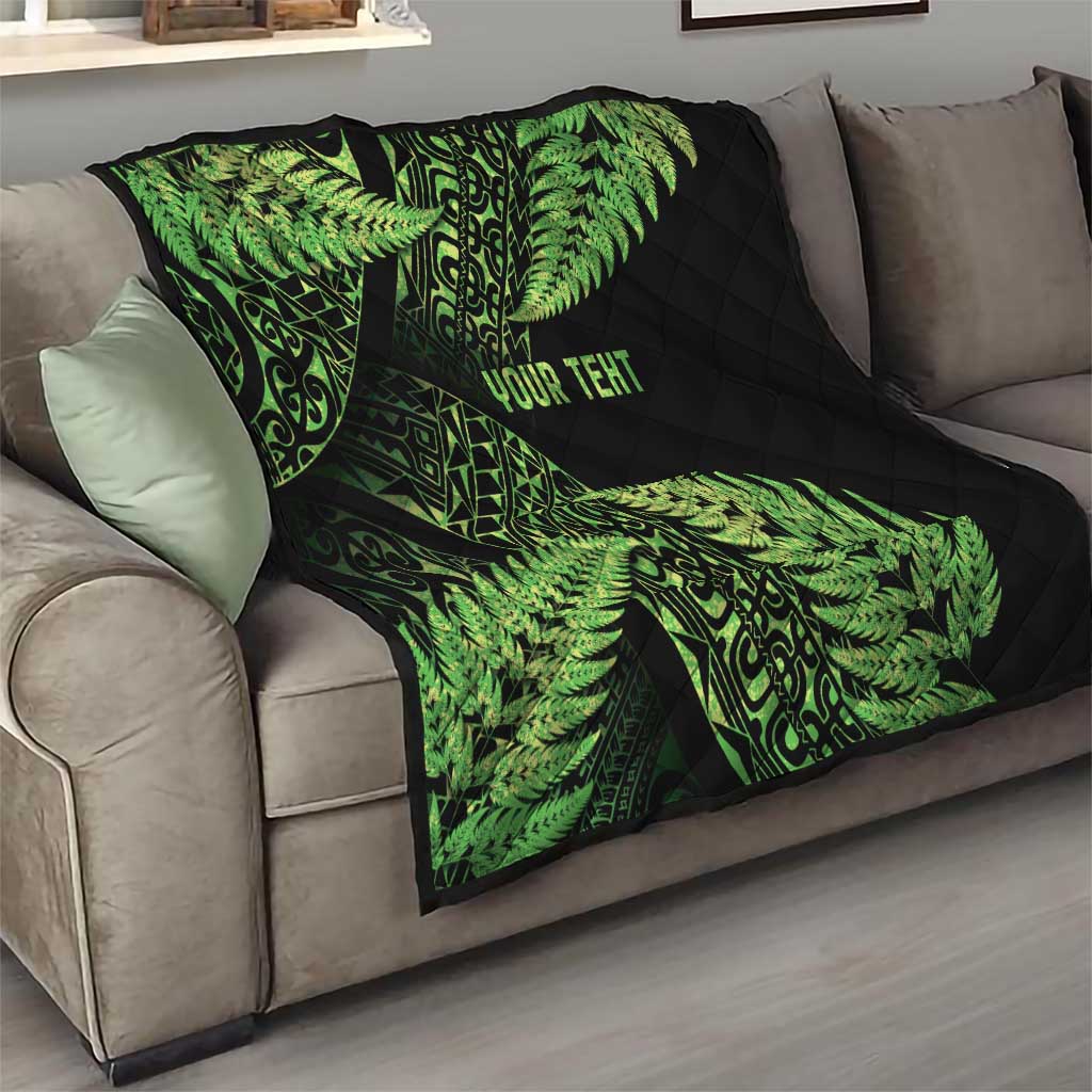 New Zealand Rugby Pacific Personalised Quilt All Lime Maori Pasifika Fern Pattern