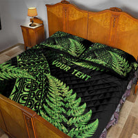 New Zealand Rugby Pacific Personalised Quilt Bed Set All Lime Maori Pasifika Fern Pattern