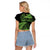 New Zealand Rugby Pacific Personalised Raglan Cropped T Shirt All Lime Maori Pasifika Fern Pattern