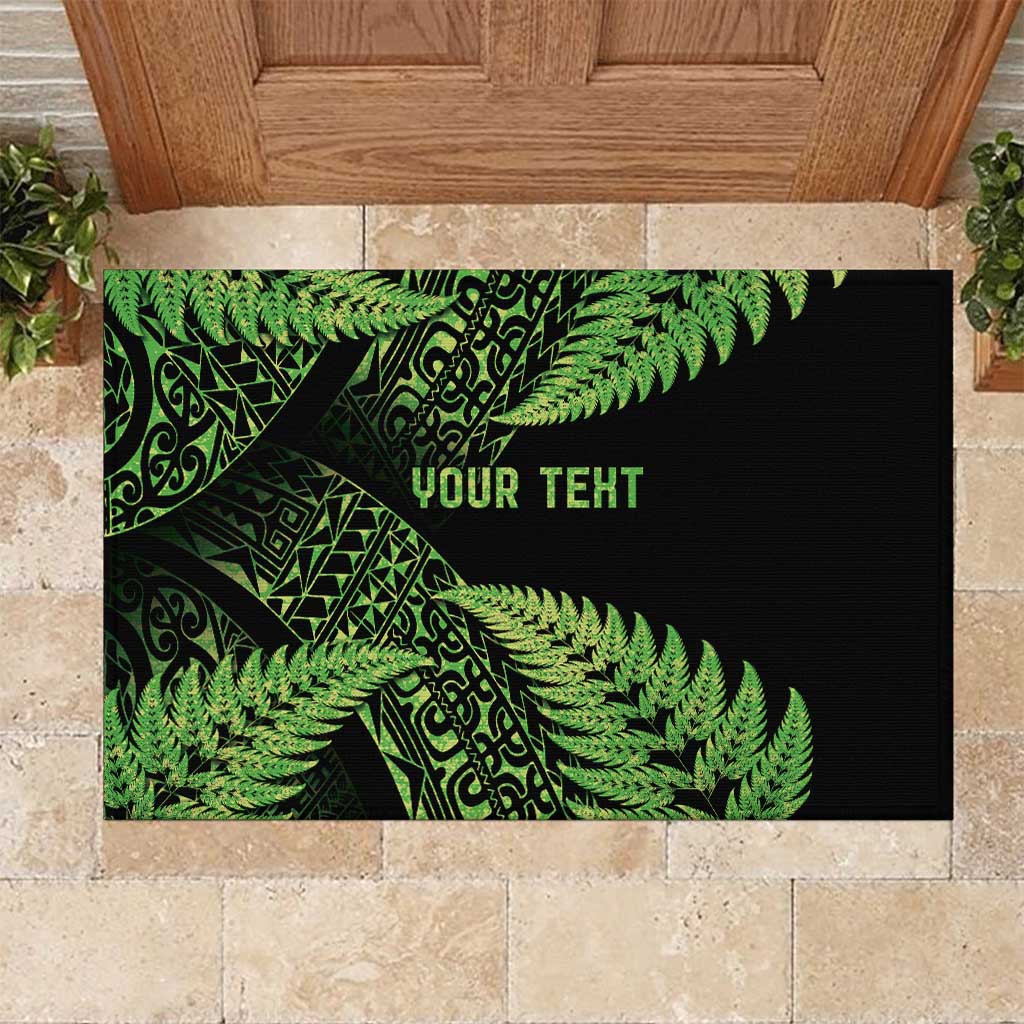 New Zealand Rugby Pacific Personalised Rubber Doormat All Lime Maori Pasifika Fern Pattern
