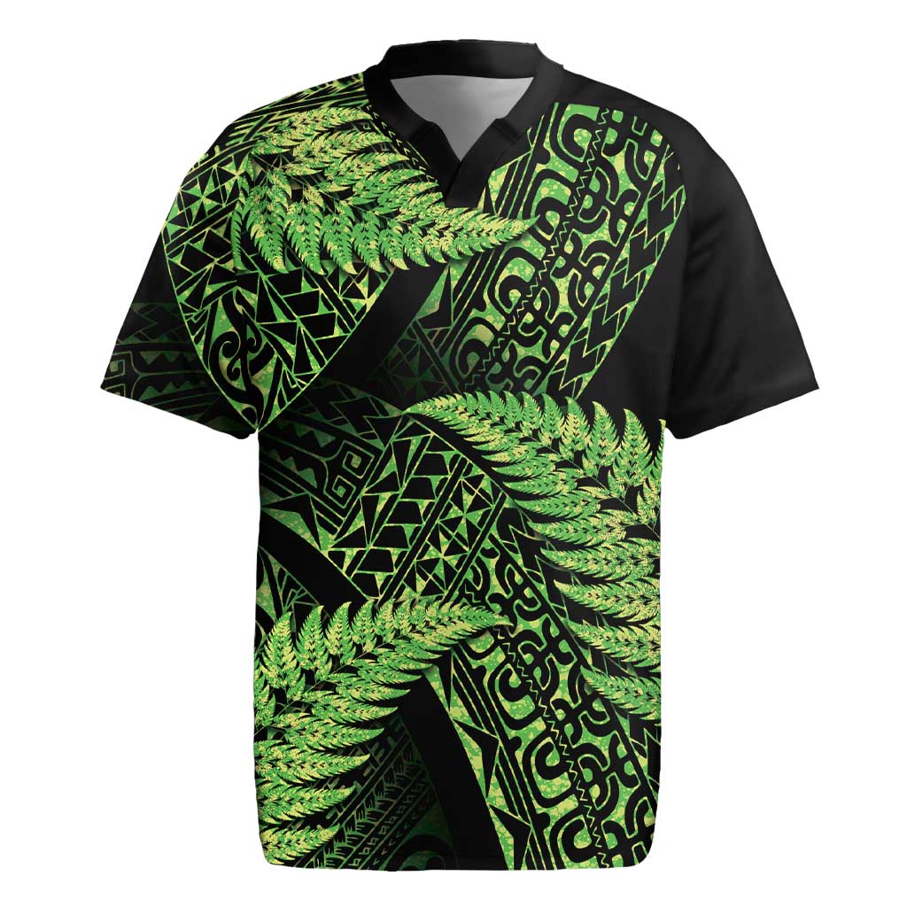 New Zealand Rugby Pacific Personalised Rugby Jersey All Lime Maori Pasifika Fern Pattern