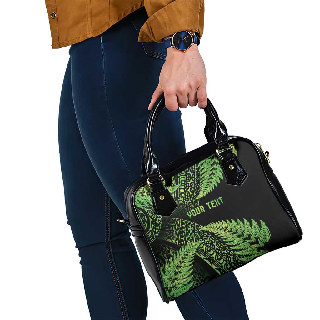 New Zealand Rugby Pacific Personalised Shoulder Handbag All Lime Maori Pasifika Fern Pattern