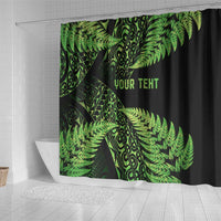 New Zealand Rugby Pacific Personalised Shower Curtain All Lime Maori Pasifika Fern Pattern