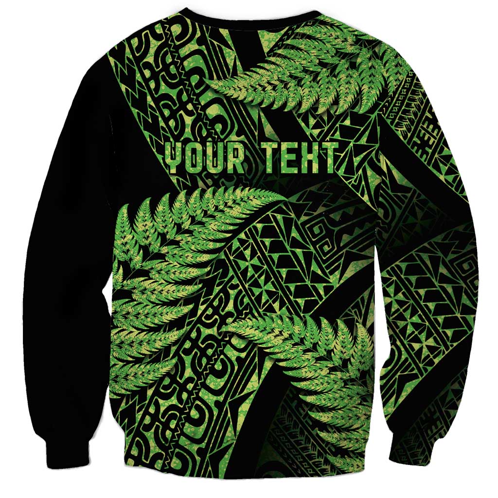 New Zealand Rugby Pacific Personalised Sweatshirt All Lime Maori Pasifika Fern Pattern