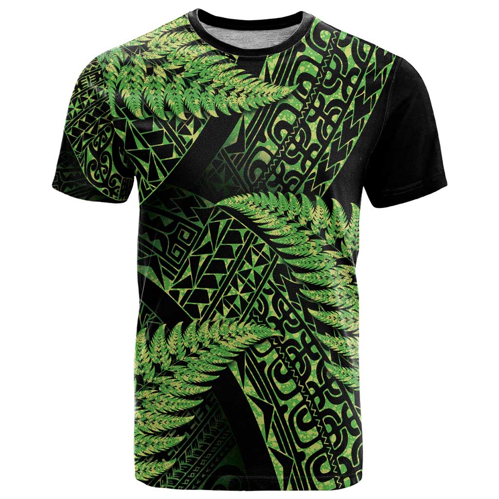 New Zealand Rugby Pacific Personalised T Shirt All Lime Maori Pasifika Fern Pattern