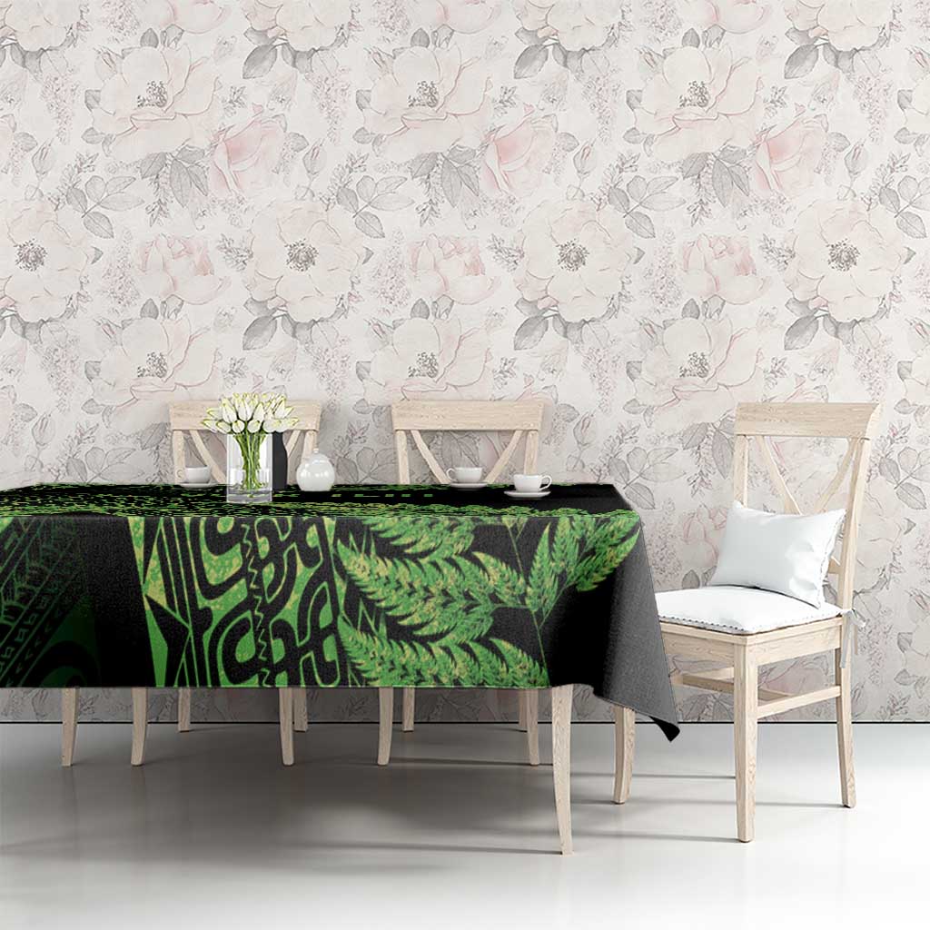New Zealand Rugby Pacific Personalised Tablecloth All Lime Maori Pasifika Fern Pattern