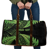 New Zealand Rugby Pacific Personalised Travel Bag All Lime Maori Pasifika Fern Pattern - Polynesian Pride