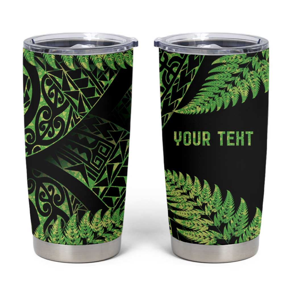New Zealand Rugby Pacific Personalised Tumbler Cup All Lime Maori Pasifika Fern Pattern