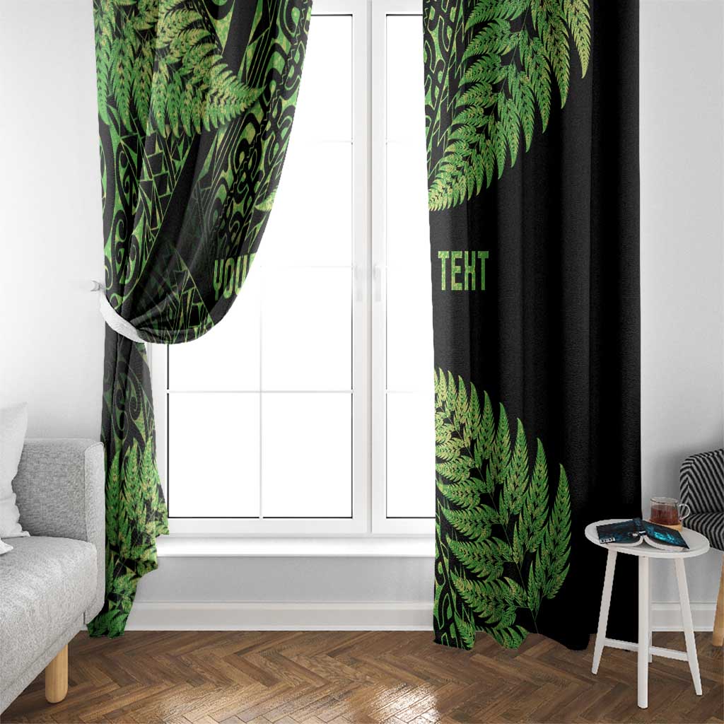 New Zealand Rugby Pacific Personalised Window Curtain All Lime Maori Pasifika Fern Pattern