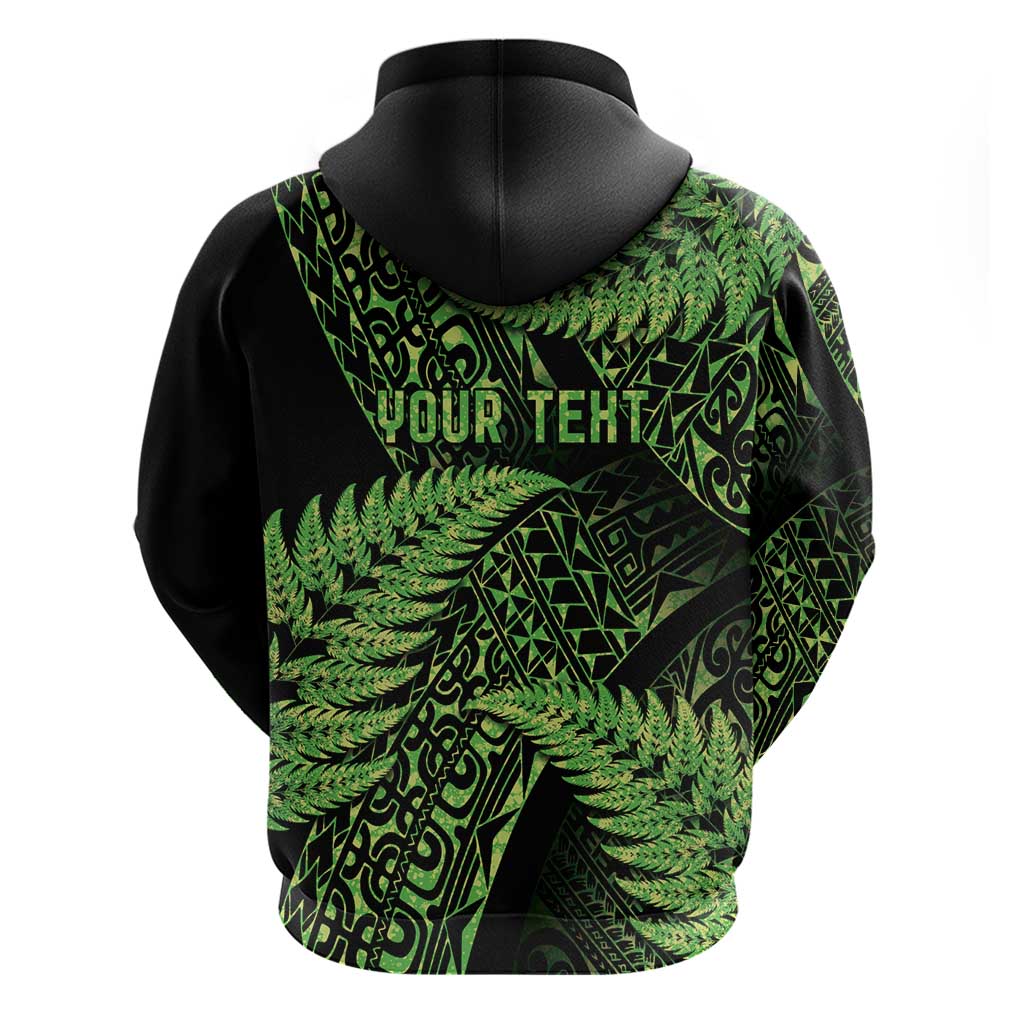 New Zealand Rugby Pacific Personalised Zip Hoodie All Lime Maori Pasifika Fern Pattern
