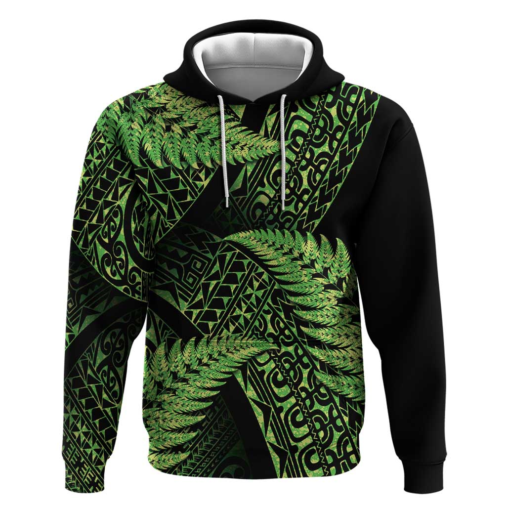 New Zealand Rugby Pacific Personalised Zip Hoodie All Lime Maori Pasifika Fern Pattern