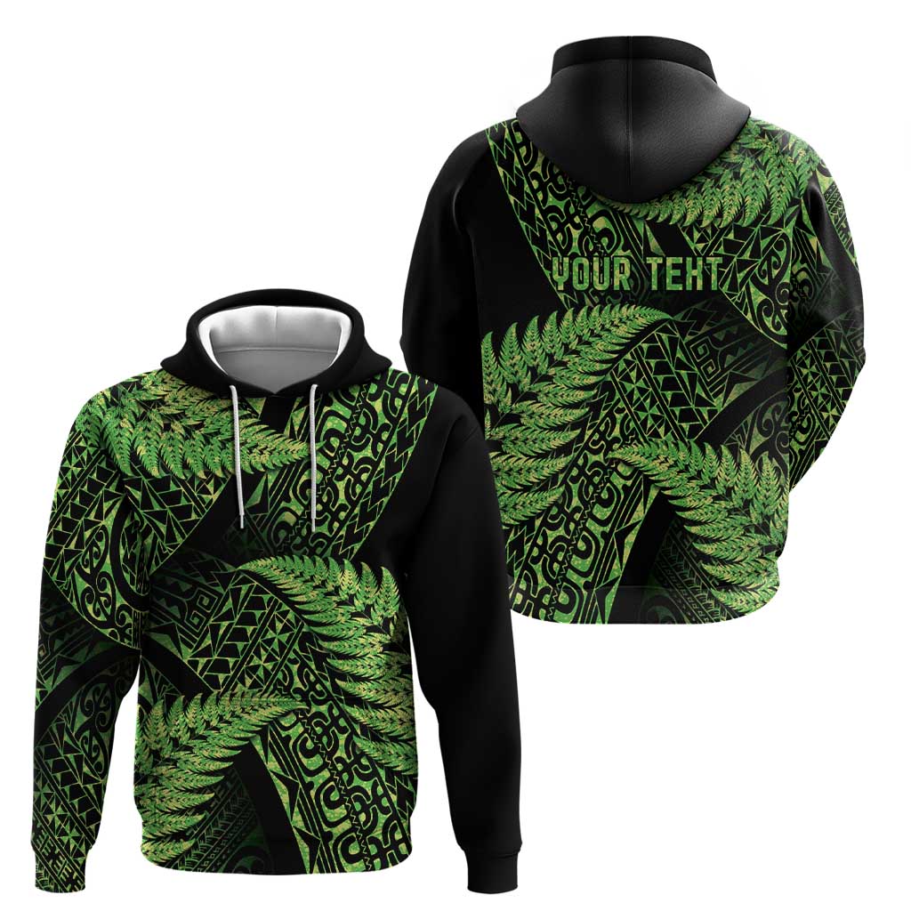 New Zealand Rugby Pacific Personalised Zip Hoodie All Lime Maori Pasifika Fern Pattern