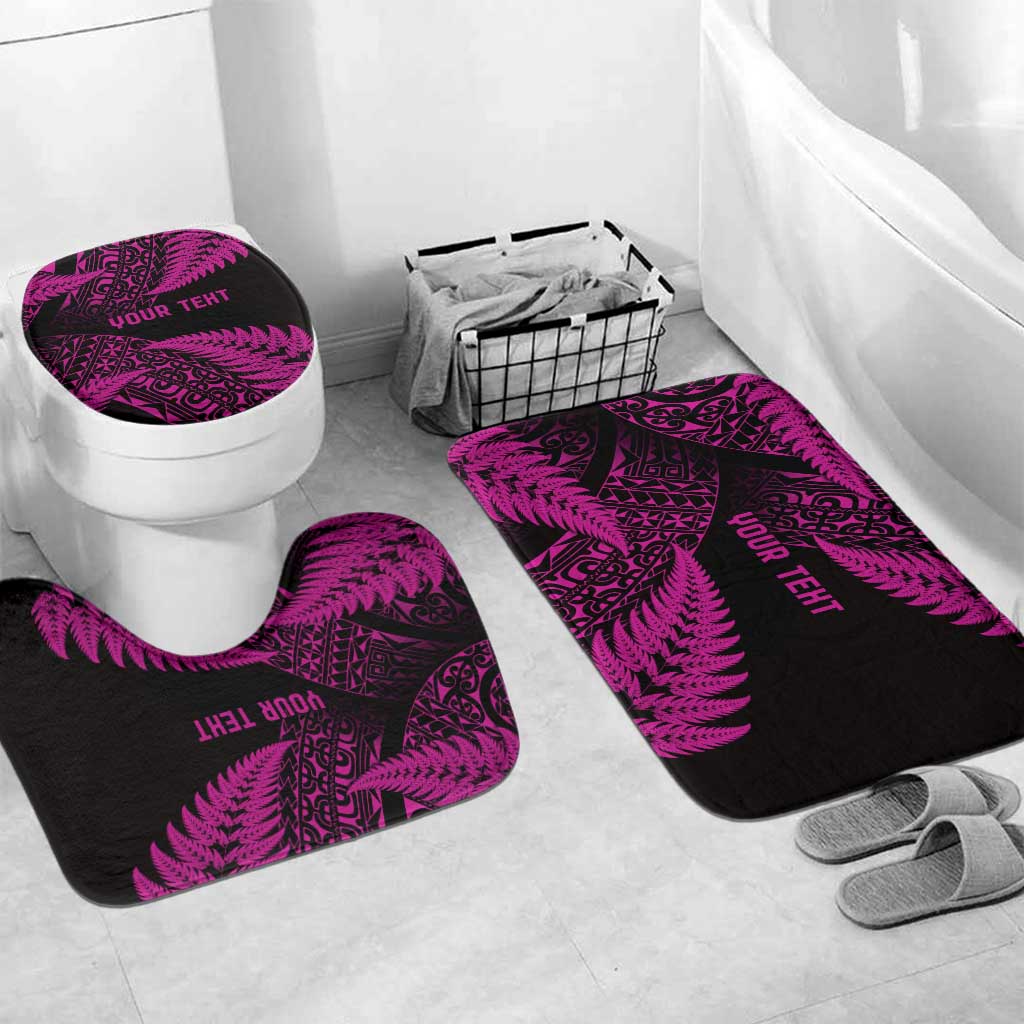 New Zealand Rugby Pacific Personalised Bathroom Set All Pink Maori Pasifika Fern Pattern - Polynesian Pride