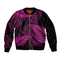 New Zealand Rugby Pacific Personalised Bomber Jacket All Pink Maori Pasifika Fern Pattern