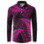 New Zealand Rugby Pacific Personalised Button Sweatshirt All Pink Maori Pasifika Fern Pattern