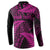 New Zealand Rugby Pacific Personalised Button Sweatshirt All Pink Maori Pasifika Fern Pattern