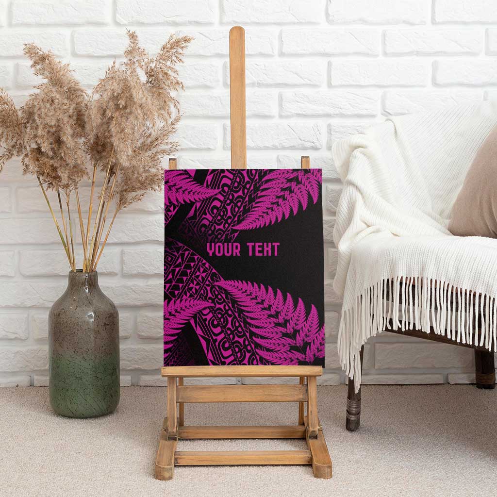 New Zealand Rugby Pacific Personalised Canvas Wall Art All Pink Maori Pasifika Fern Pattern