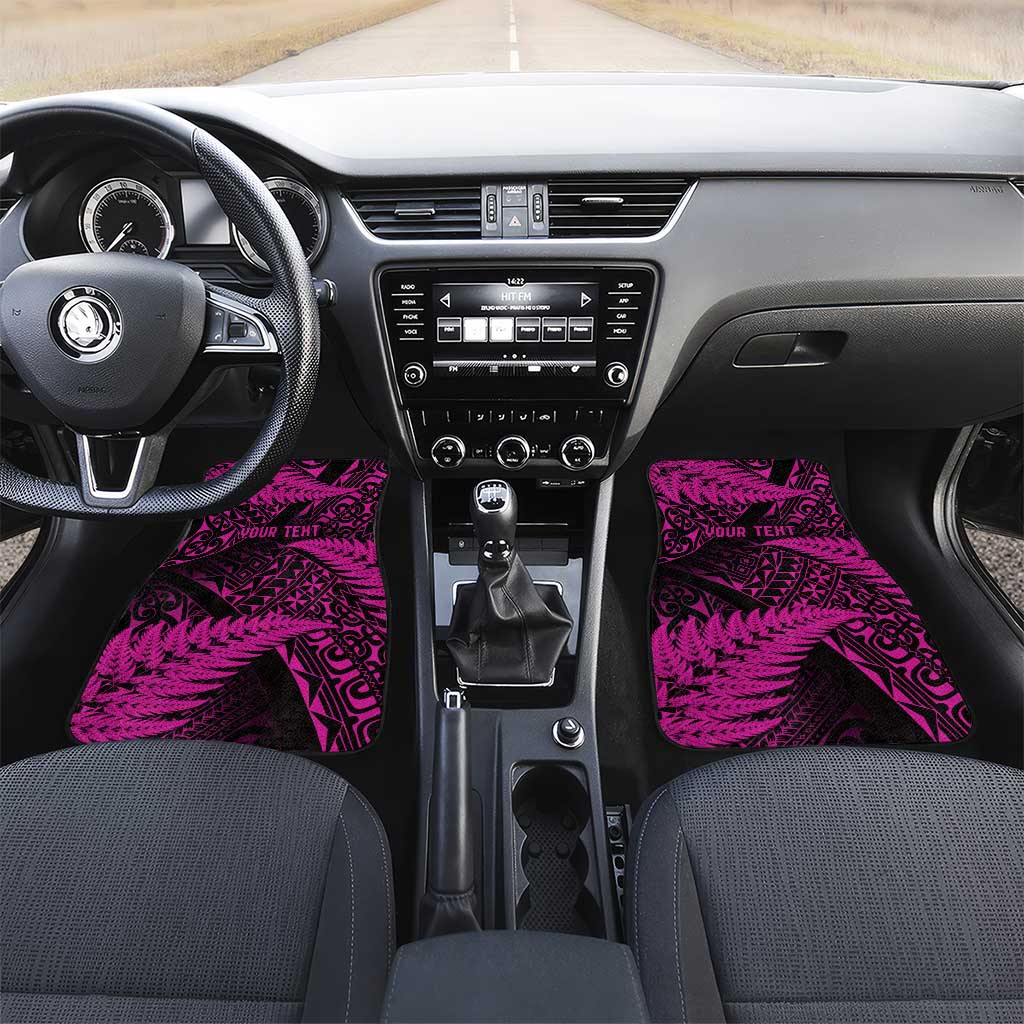 New Zealand Rugby Pacific Personalised Car Mats All Pink Maori Pasifika Fern Pattern